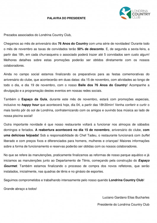 Palavra do Presidente - Novembro - 2022-1